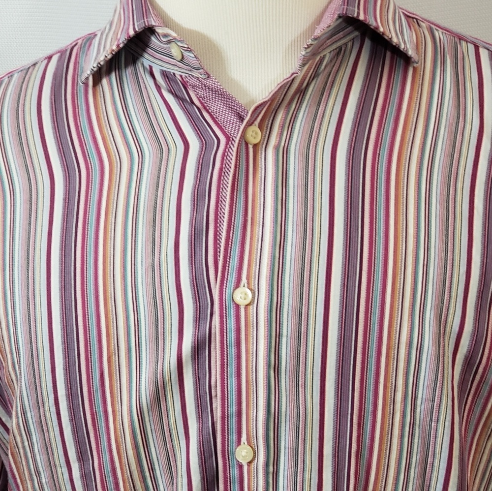 Thomas Dean Long Sleeve Dress Shirt Sz L